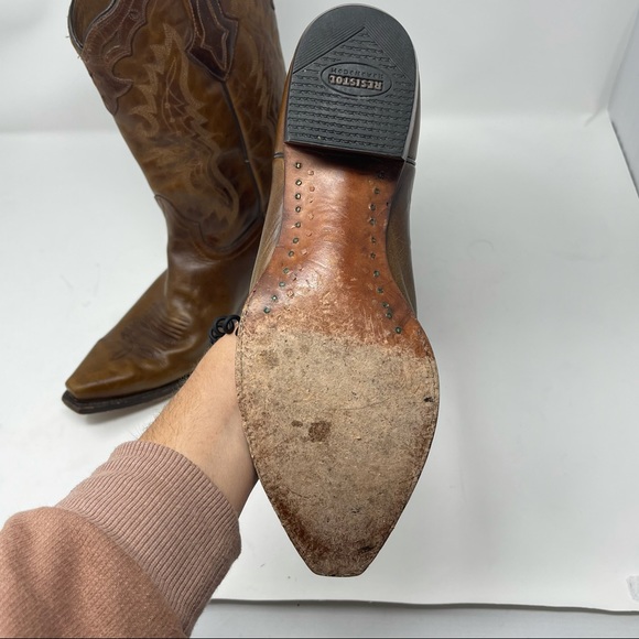 Resistol | Men’s Brown Leather Cowboy Boots sz 10B - Picture 3 of 7